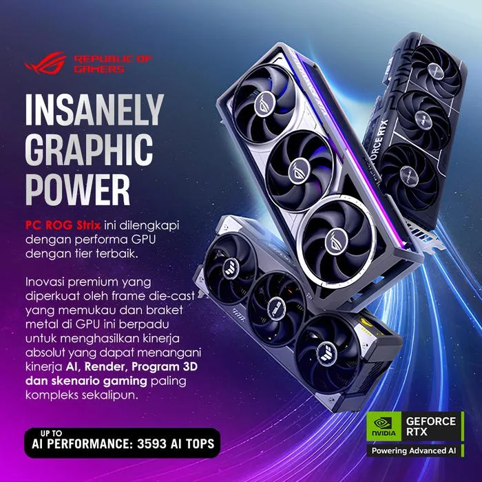 ASUS ROG STRIX PC RYZEN 9 9950X3D RTX 5090 32G/ 64GB 4TB PREMIUM GAMING DESKTOP - 32GB / 4TB gambar 3